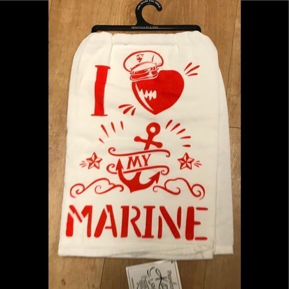 Marine Towel Love My Marine Towel Kitchen Floursack Towel NWT - Picture 1 of 6